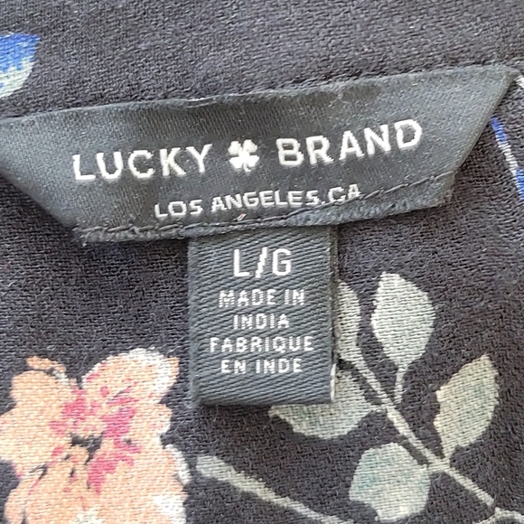 Lucky Brand | Floral Print Popover Blouse Size L - Picture 6 of 9